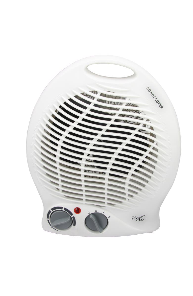 Vie Air 1500W Portable 2-Settings White Home Fan Heater with Adjustable Thermostat, Main, color, White