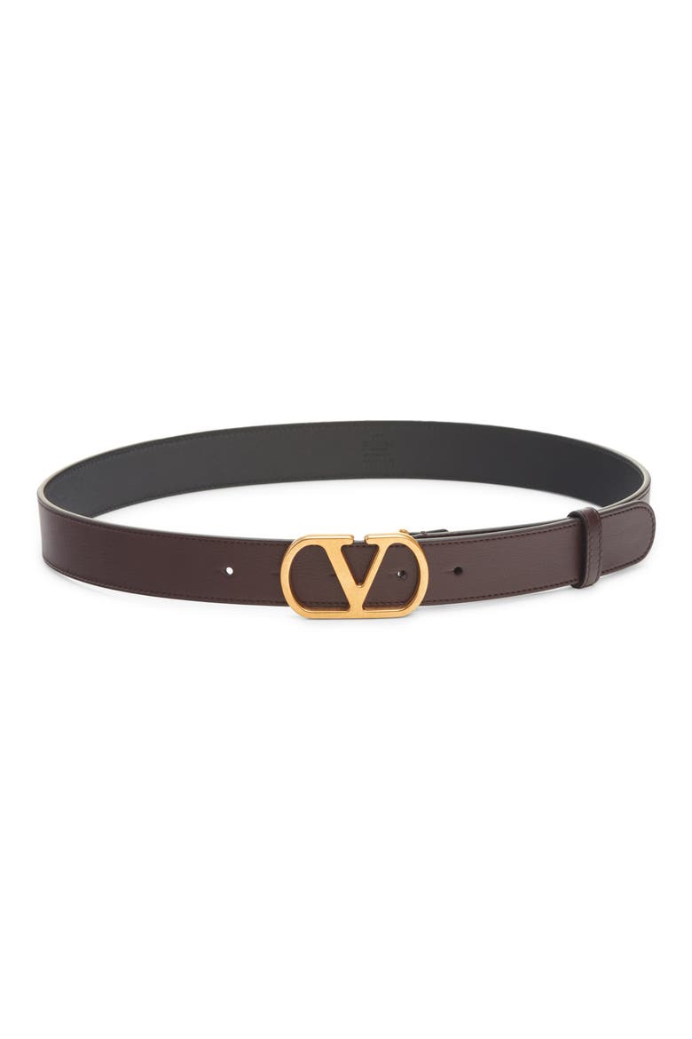 VLOGO Buckle Signature Leather Belt, Main, color, REL OAK BROWN
