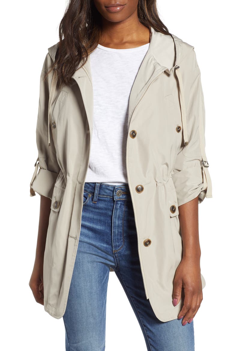 Fitted Hooded Raincoat, Main, color, RATTAN