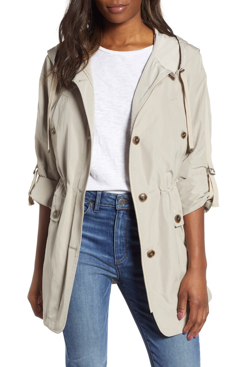 Gallery Fitted Hooded Raincoat, Main, color,