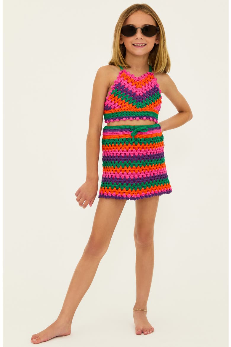Kids' Lil' Carmen Two-Piece Cotton Crochet Cover-Up Dress, Main, color, TECHNICOLOR RAYS
