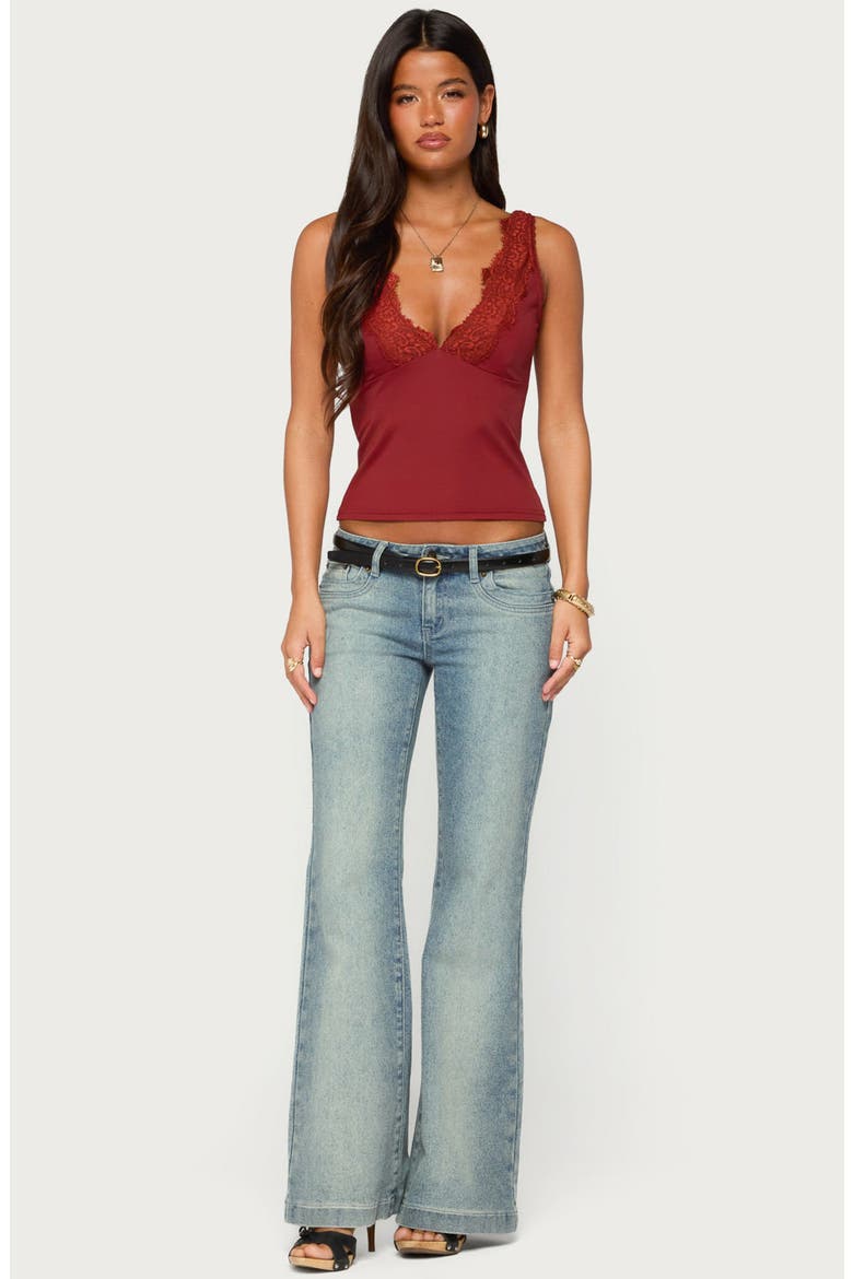 Rali Lacey V-Neck Tank Top, Alternate, color, RED