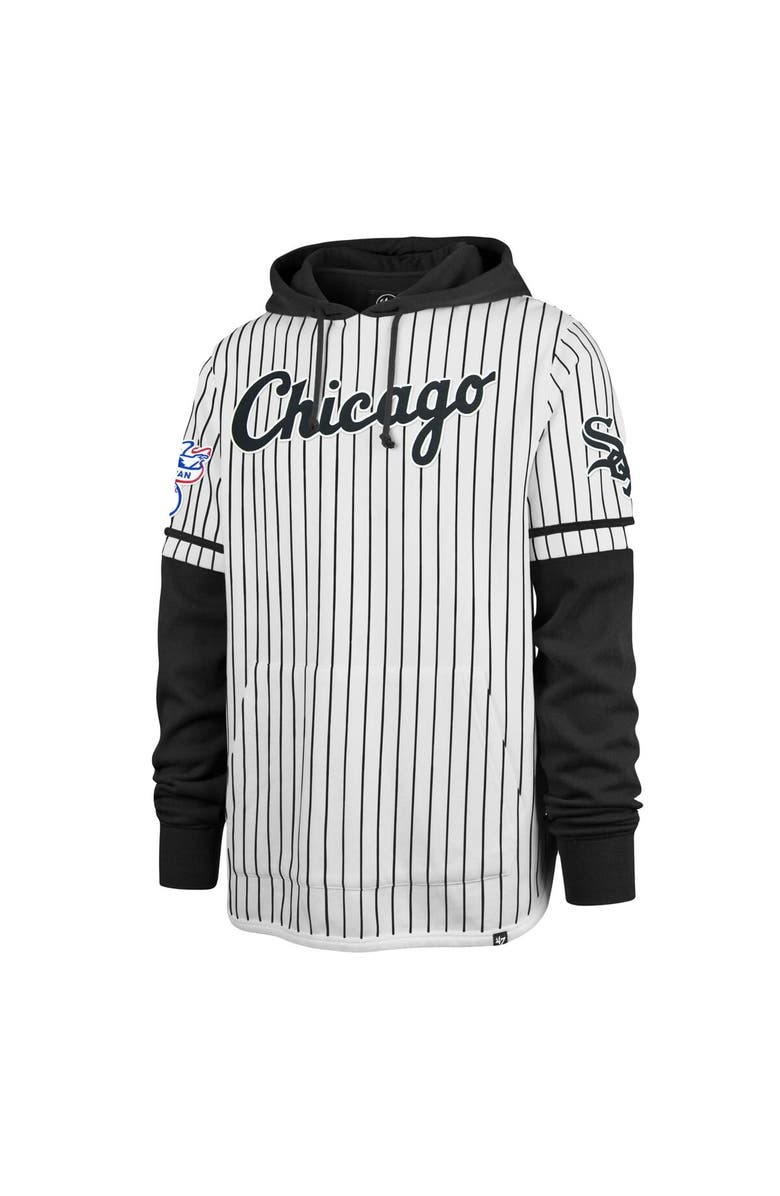 '47 Men's '47 White Chicago White Sox Pinstripe Double Header Pullover Hoodie, Alternate, color, White