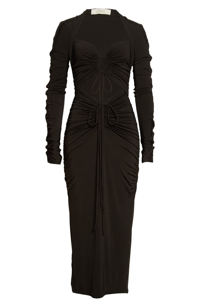 LAPOINTE Long Sleeve Cutout Ruched Jersey Body-Con Dress, Alternate, color,