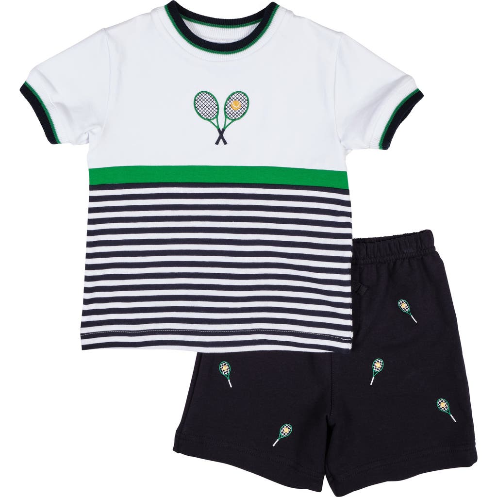 Florence Eiseman Kids' Knit Short Set With Tennis Rackets In Green