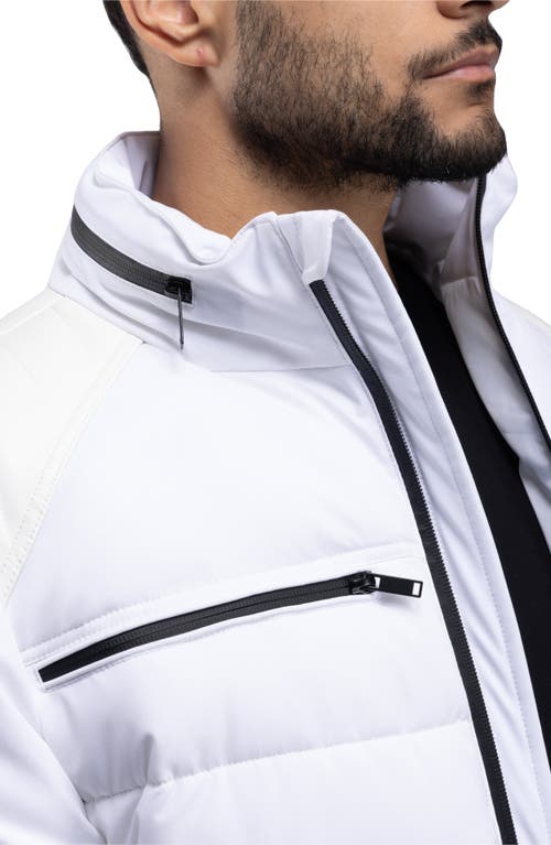 X-ray Xray Faux Leather Trim Puffer Jacket In White