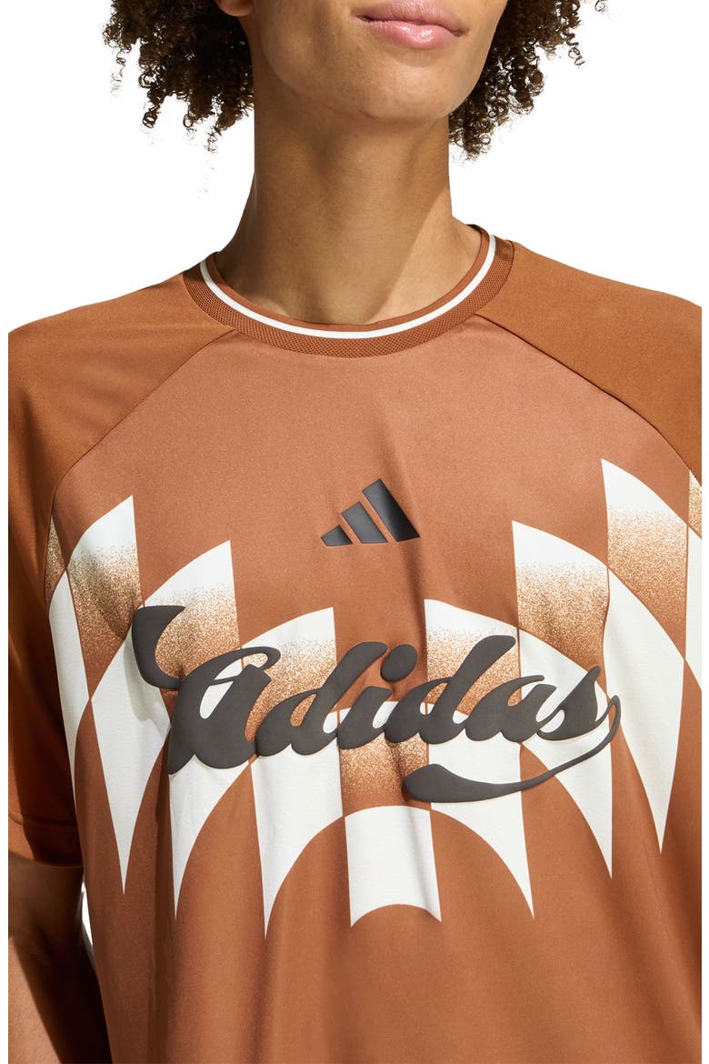 Tiro X Common Goal Jersey T-Shirt, Alternate, color, DUSKY BRONZE/ OFF WHITE/ BLACK