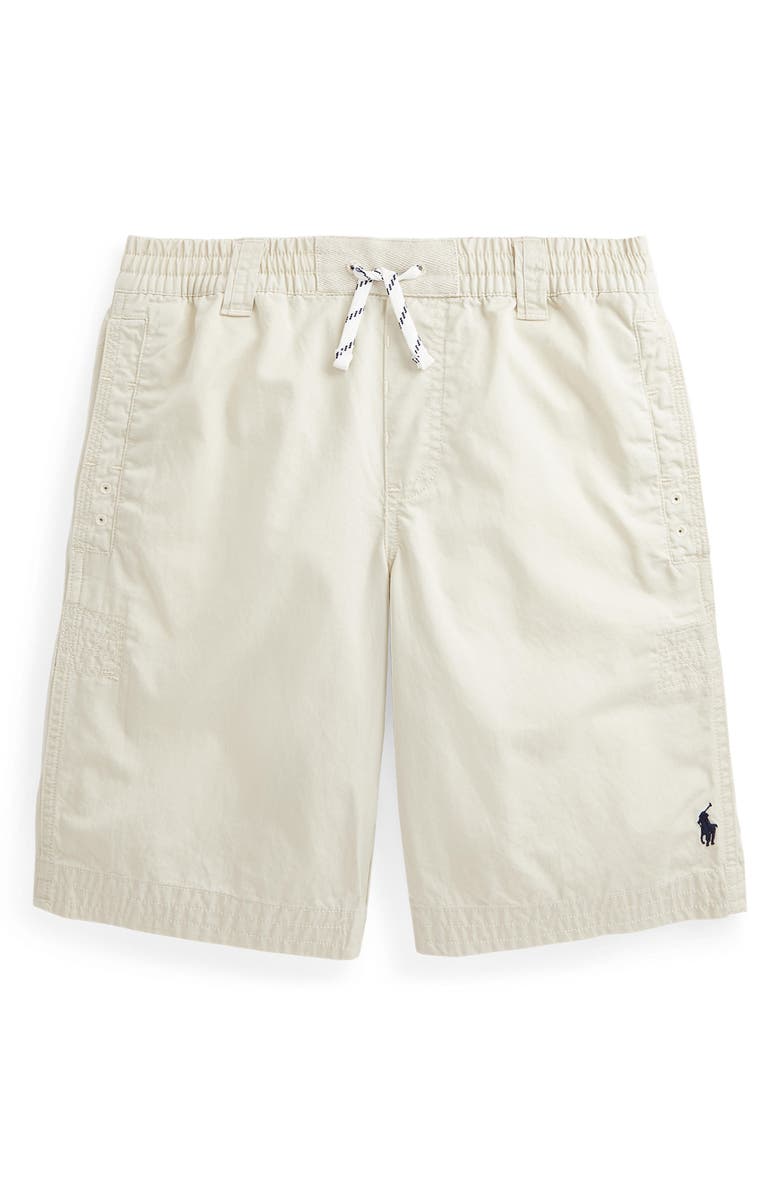 Polo Ralph Lauren Kids' Cotton Twill Rugby Shorts, Main, color, Basic Sand