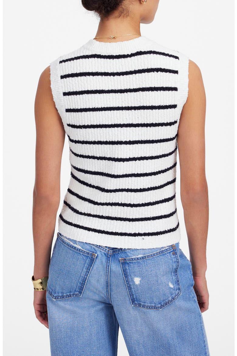Bouclé Knit Sweater Tank, Alternate, color, CREAM BLACK STRIPE