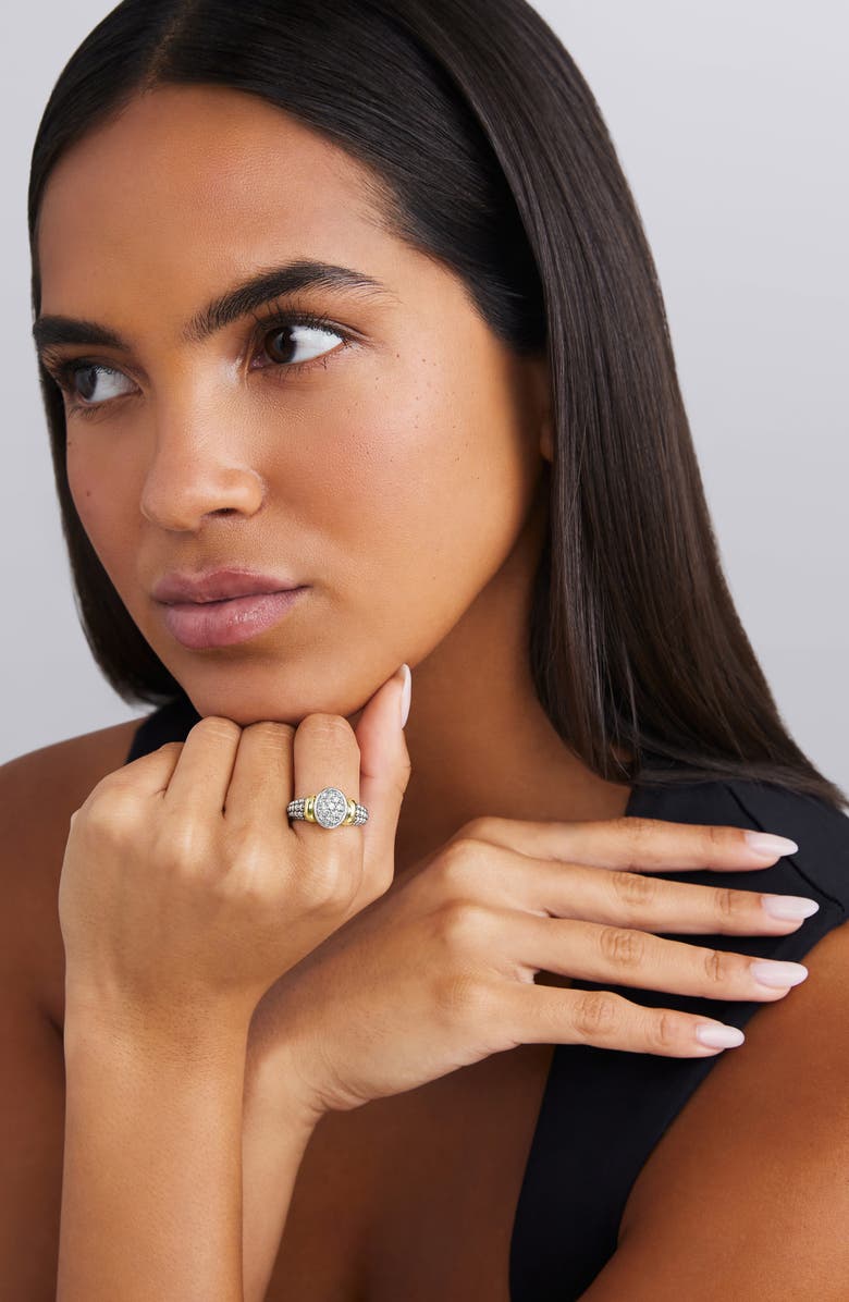 LAGOS Signature Caviar Two-Tone Oval Caviar Diamond Ring, Alternate, color, Two Tone