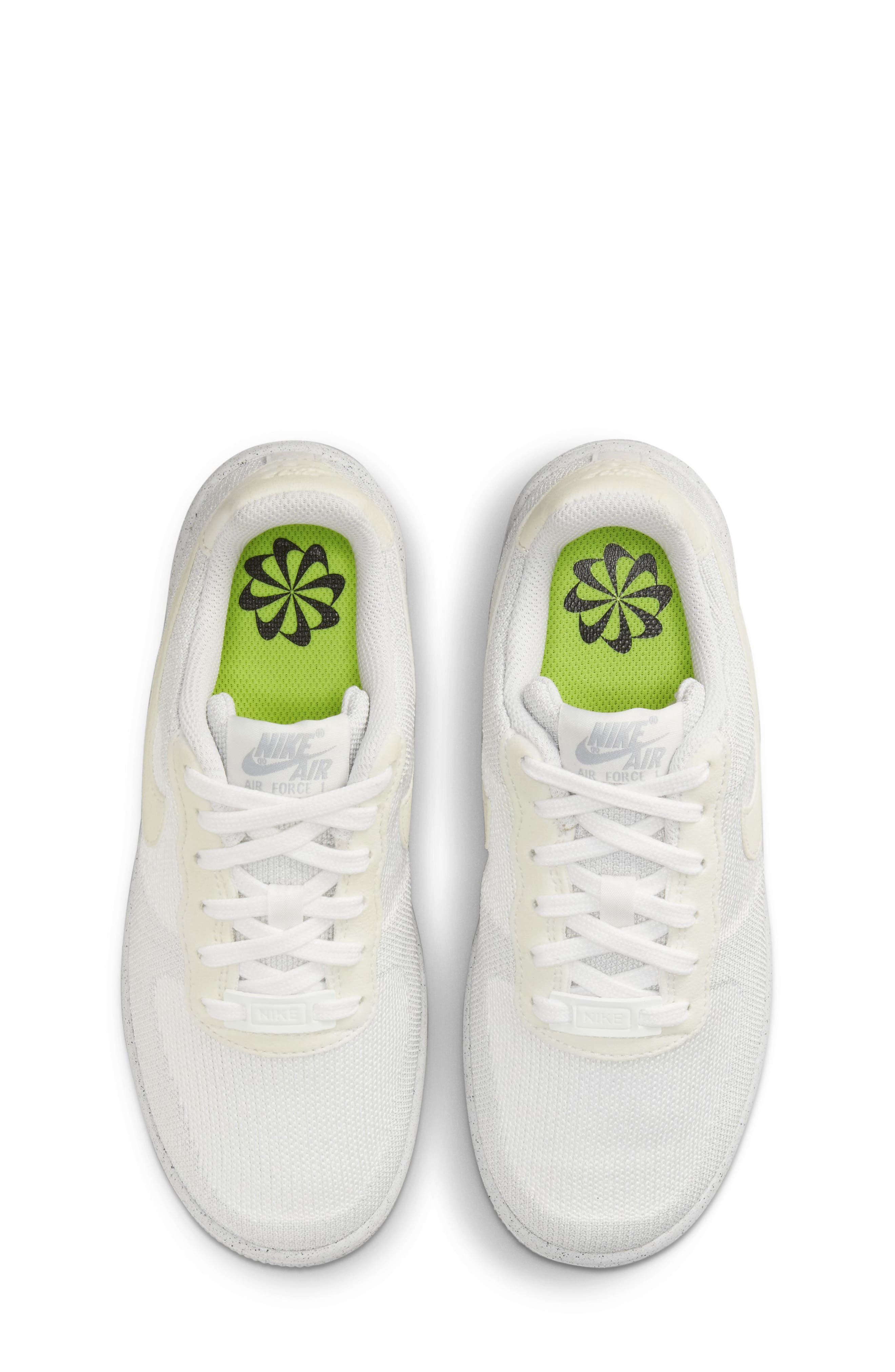 Air Force 1 Crater Flyknit Sneaker, Alternate, color, WHITE/ SAIL/ WOLF GREY