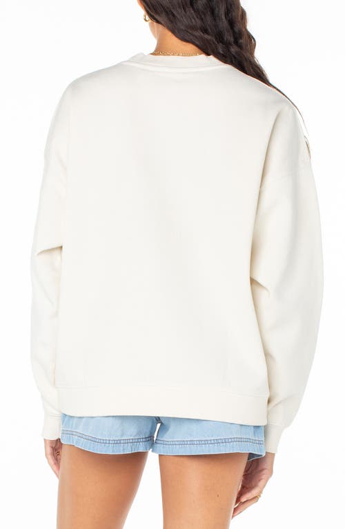 Roxy Line-up Heart Oversize Graphic Sweatshirt In White