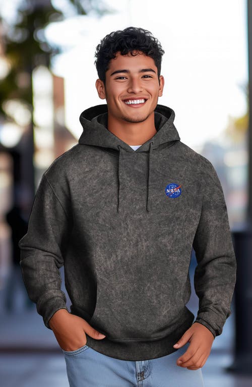 Dalix Nasa Mineral Wash Hoodie Nasa Embroidered Fleece Hoodie Mineral Wash Long Sleeve Sweatshirt Me In Gray