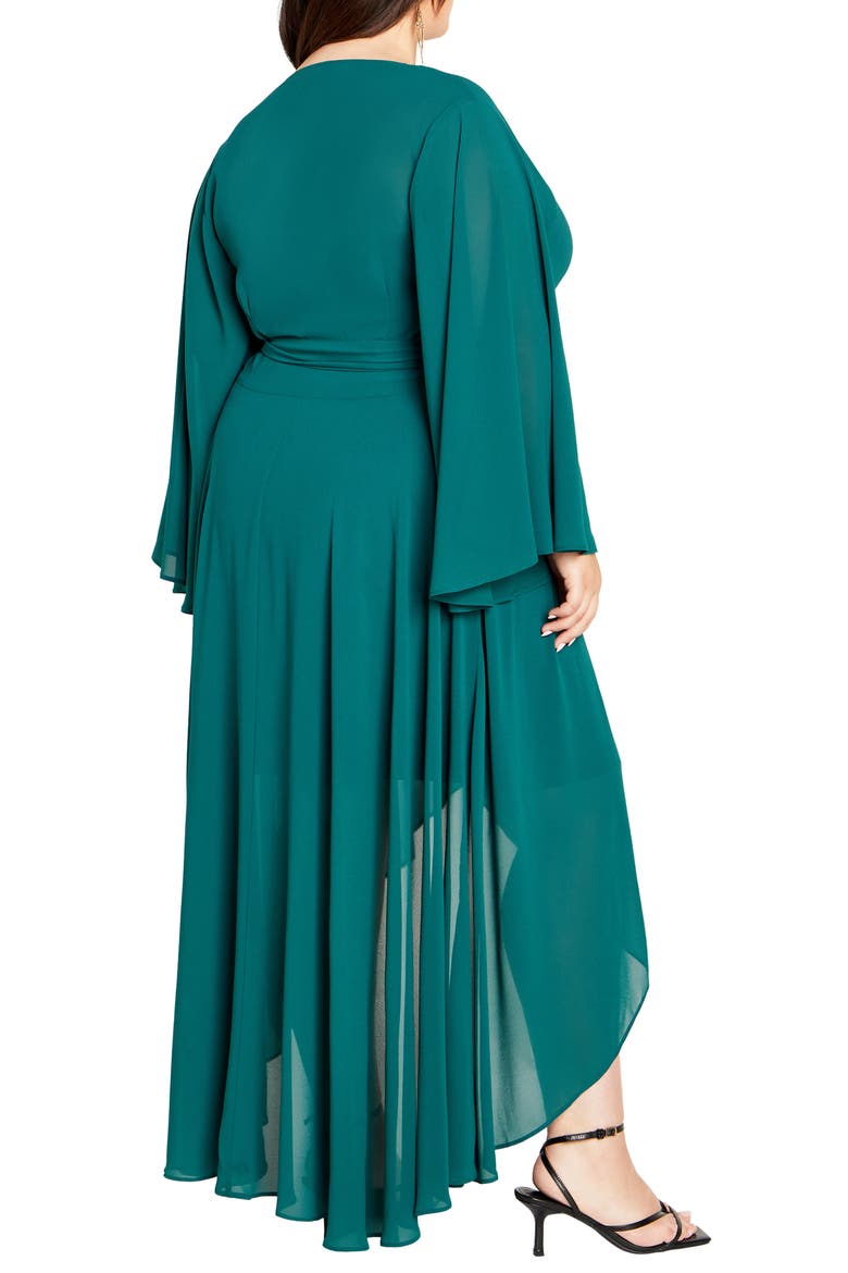 Fleetwood Long Sleeve Chiffon Wrap Dress, Alternate, color, ALPINE