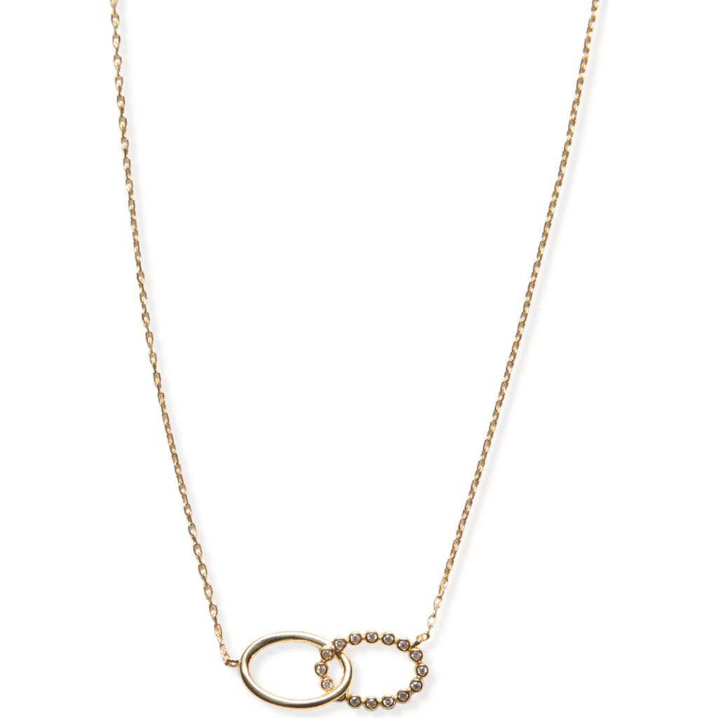 Argento Vivo Sterling Silver Interlock Oval Pendant Necklace In Gold