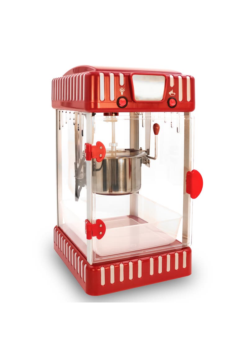 2.5 Oz Kettle Popcorn Maker with Stirring System, Main, color, Red / Black Retro style