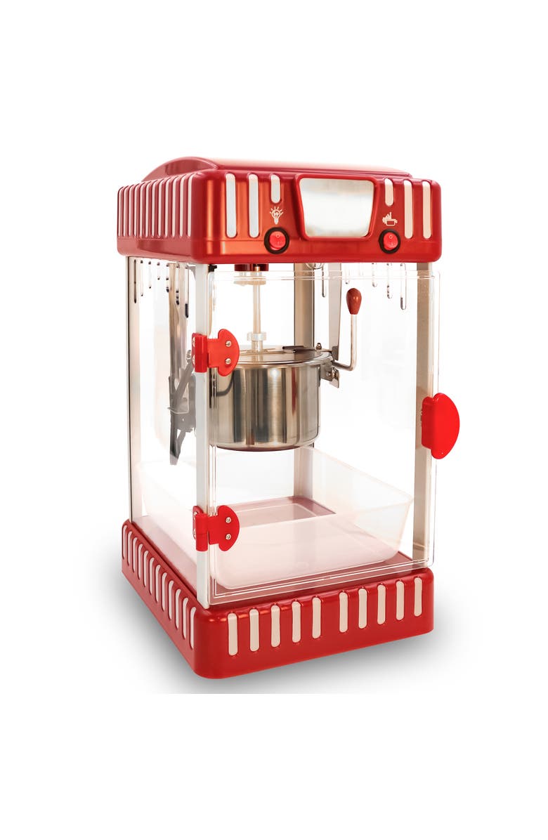 Elite Cuisine 2.5 Oz Kettle Popcorn Maker with Stirring System, Main, color, Red / Black Retro Style