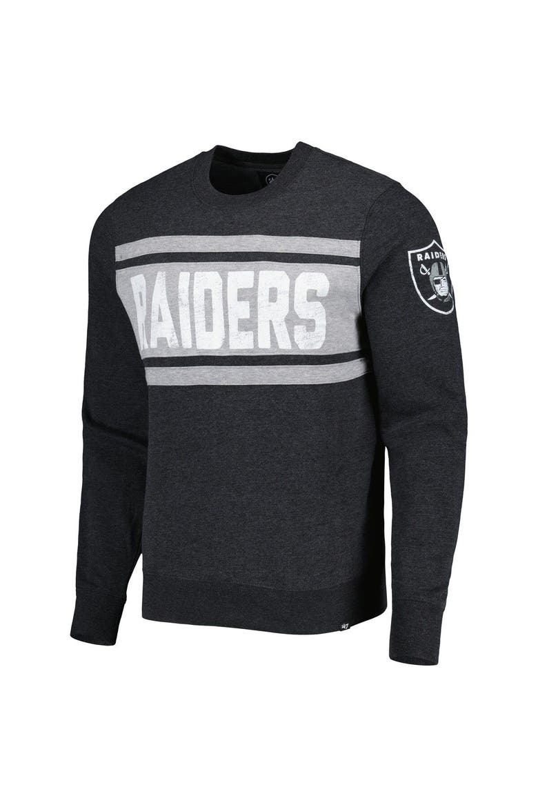 Men's '47 Heathered Black Las Vegas Raiders Bypass Tribeca Pullover Sweatshirt, Alternate, color, Black