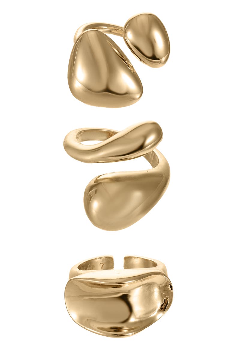 Modern Organics Set of 3 Rings, Main, color, GOLD