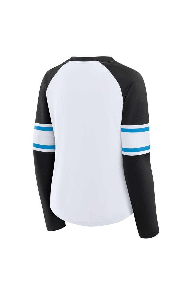 FANATICS Women's Fanatics White/Black Carolina Panthers Redzone Blitz Package Raglan Lace-Up V-Neck Long Sleeve T-Shirt, Alternate, color, White