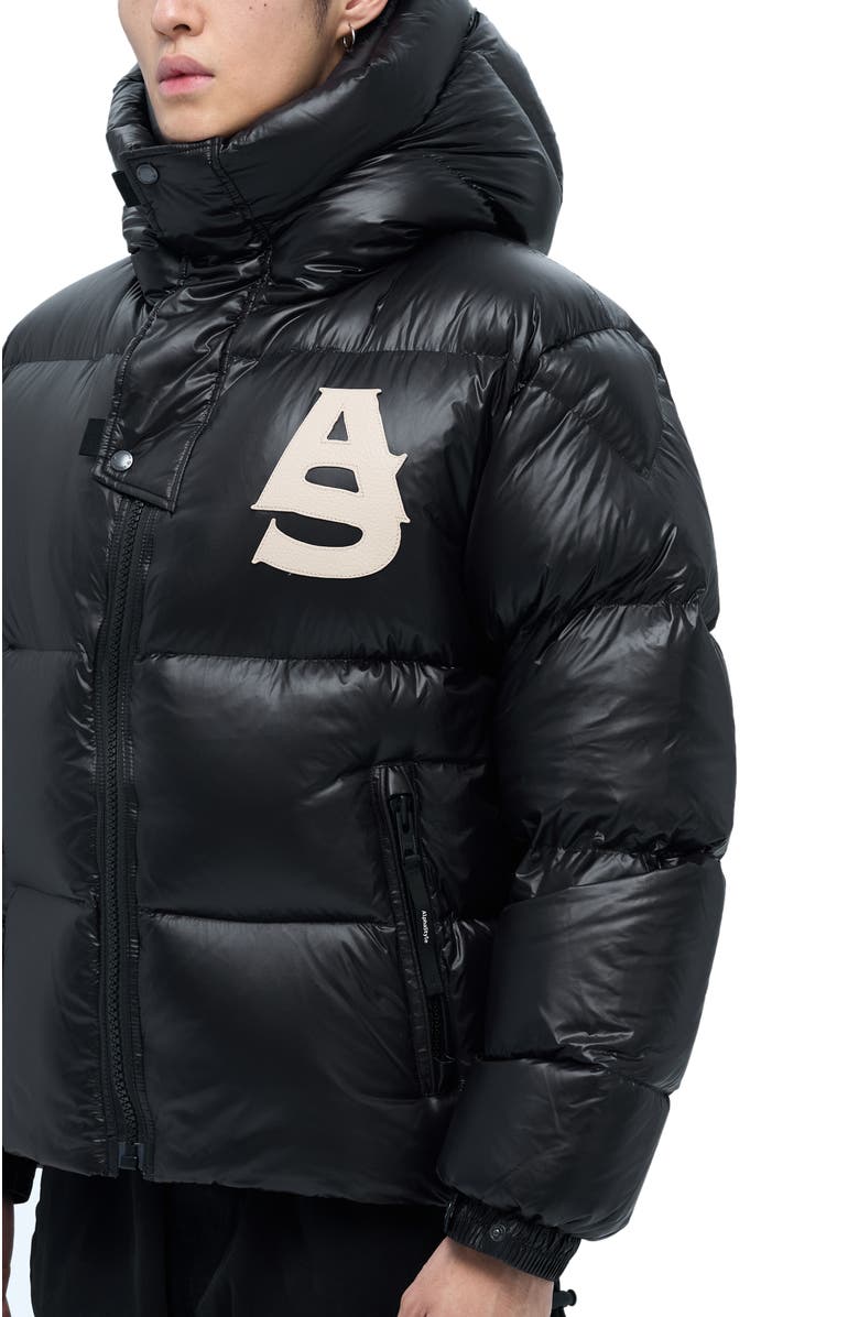 AlphaStyle Kudu Hooded Puffer Down Jacket, Alternate, color, Black