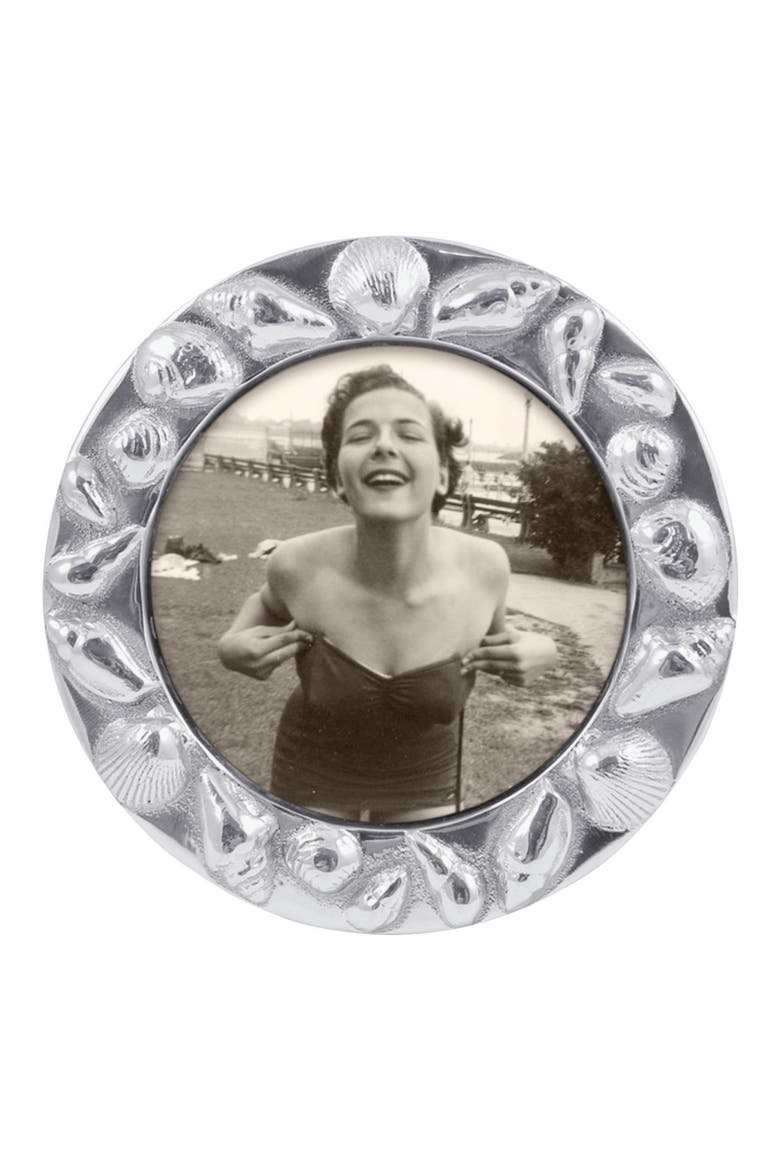 Seashell Round 4 x 4-Inch Picture Frame, Main, color, SILVER