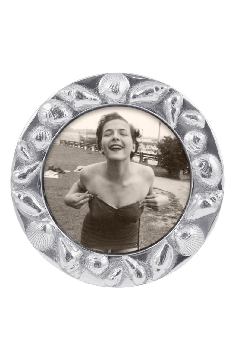 Mariposa Seashell Round 4 x 4-Inch Picture Frame, Main, color, Silver