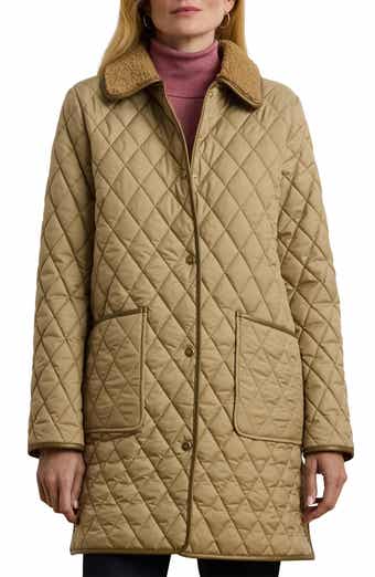 セール! RALPH LAUREN Faux Leather Trim Quilted Coat Lauren Ralph Lauren Faux Leather Trim Quilted Coat | Nordstrom