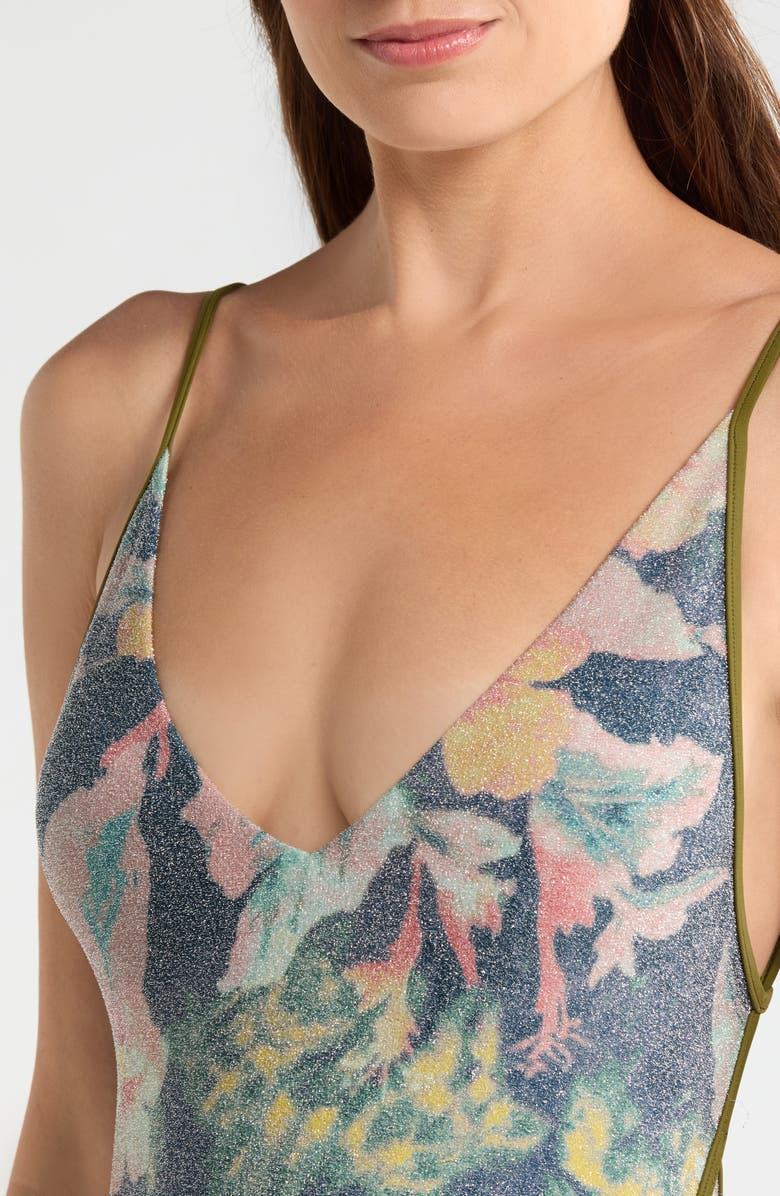 free-est by Free People Amber Metallic Printed One-Piece Swimsuit, Alternate, color, Flower Riot