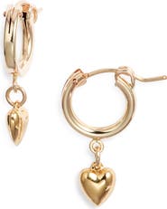 Nashelle Puffy Heart Drop Huggie Hoop Earrings