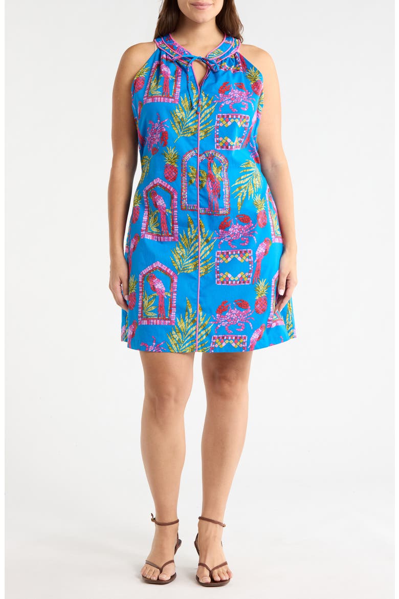 Bally Tropical Print Sleeveless Minidress, Main, color, PINK-BLUE-GREEN