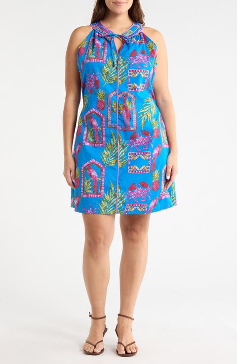 Bally Tropical Print Sleeveless Minidress (Plus)