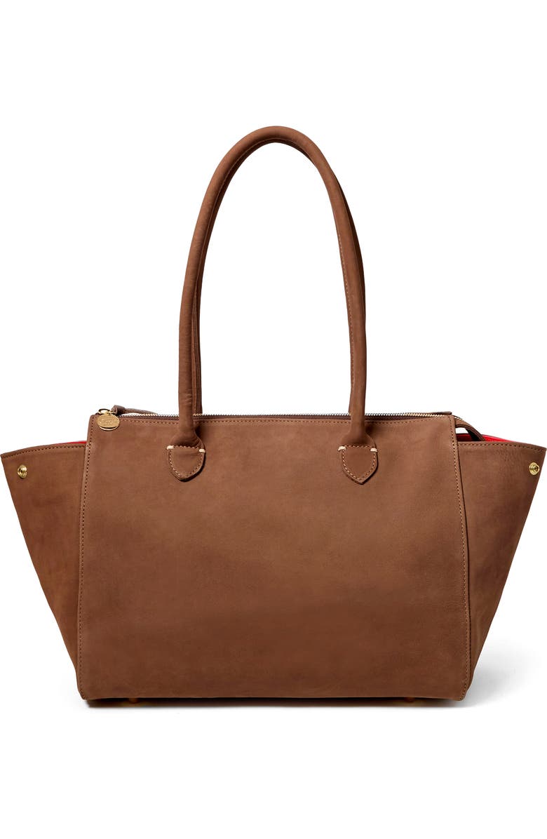 Clare V. Beatrice Nubuck Leather Tote, Main, color, Choco Bar