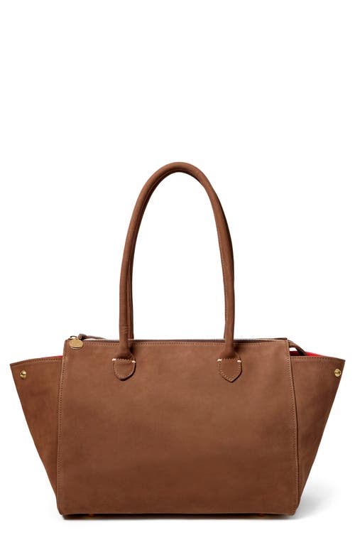 Clare V. Beatrice Nubuck Leather Tote in Choco Bar 