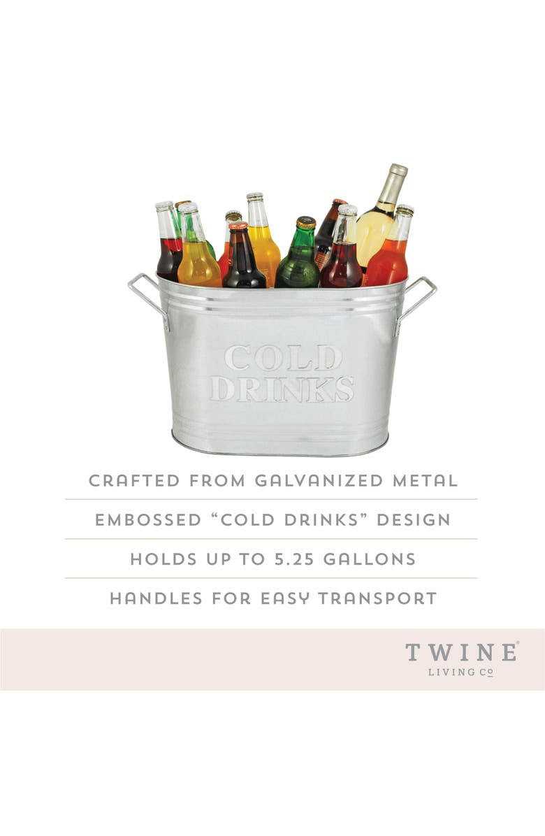 TWINE Cold Beverages Galvanized Metal Beverage Tub, Alternate, color, Silver