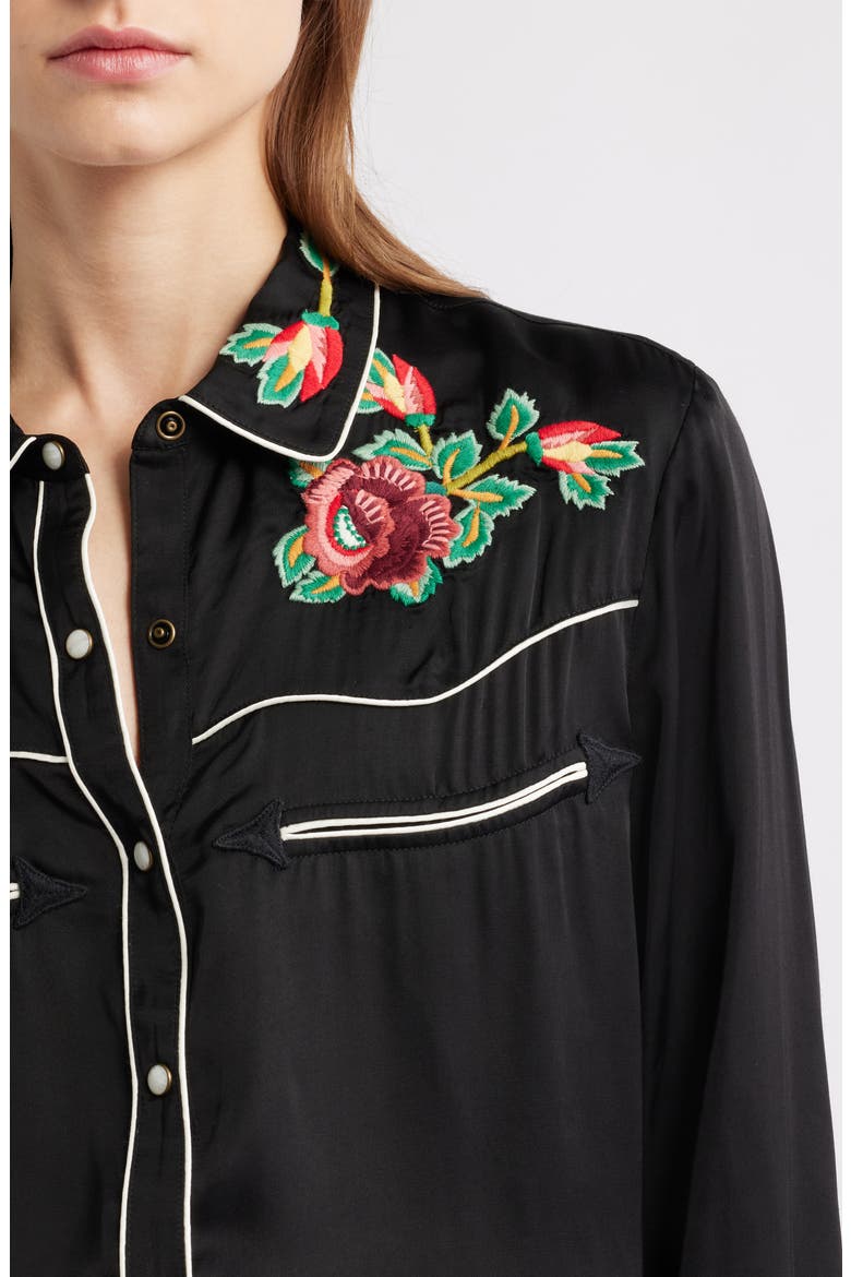 Heirloom Rose Snap-Up Shirt, Alternate, color, BLACK