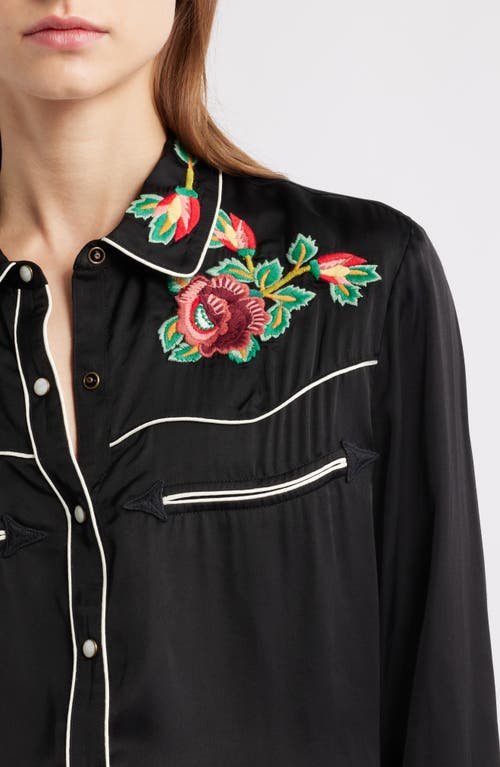 The Great . Heirloom Rose Snap-up Shirt In Black