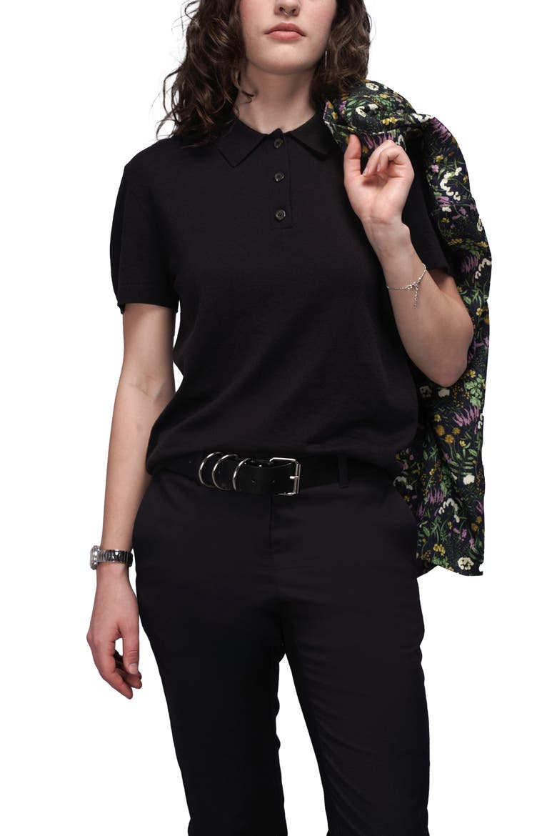 The Everyday Sweater Polo, Alternate, color, BLACK