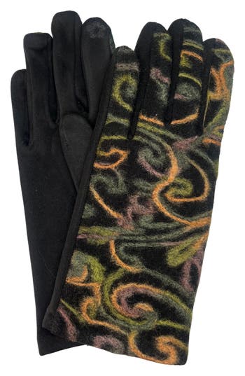 Marcus Adler Swirl Print Touchscreen Compatible Gloves In Green