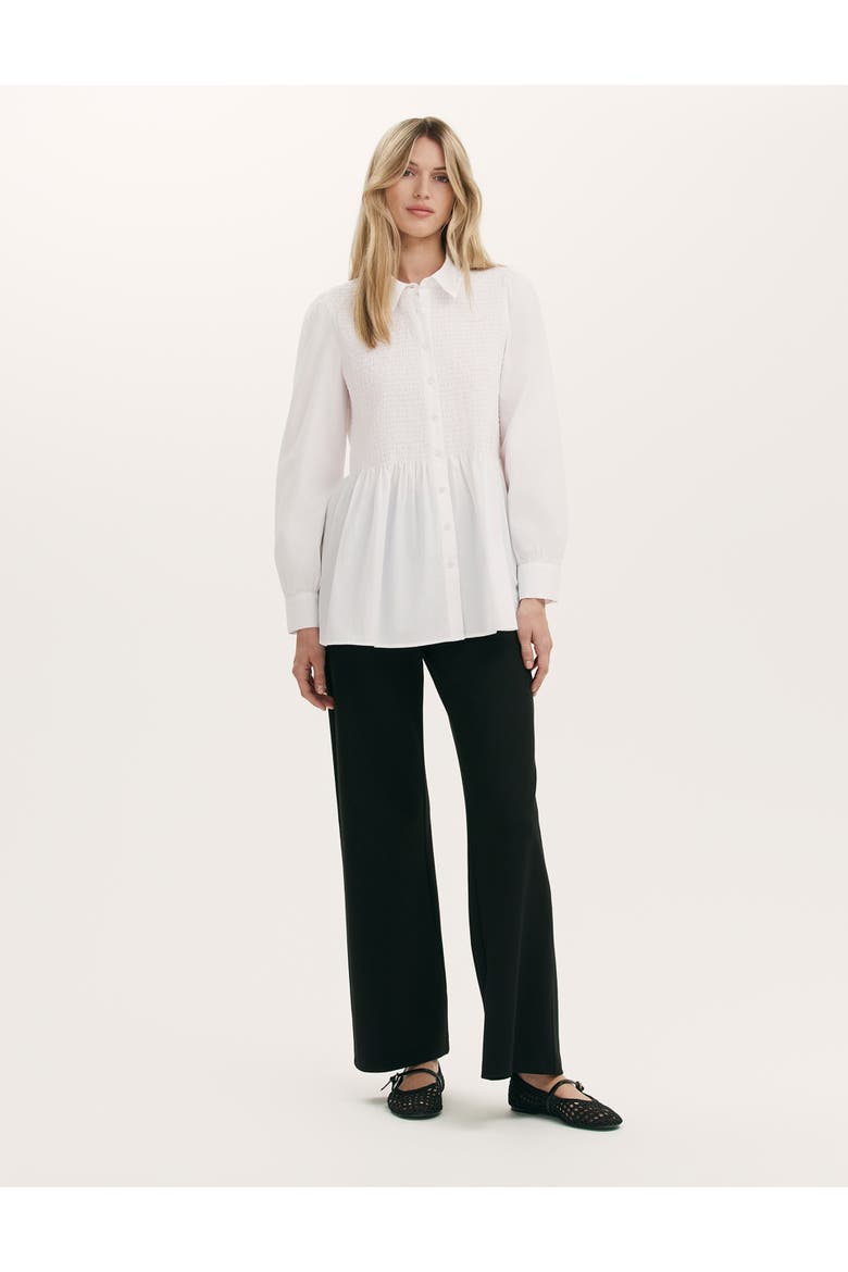 Melissa Shirred Cotton Shirt, Alternate, color, White