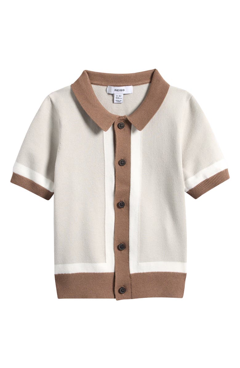Reiss Kids' Craig Knit Top, Main, color, Taupe/ Off White
