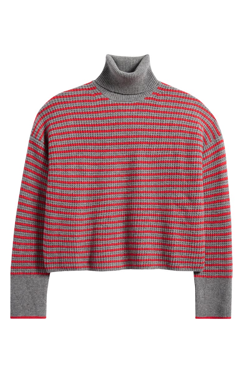 Madewell Stripe Wool Waffle Knit Turtleneck Sweater, Main, color, Hthr Grey Stripe