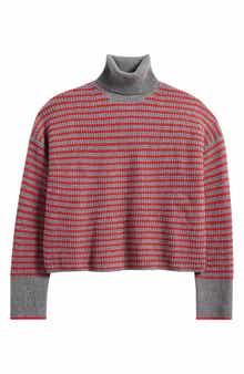Madewell Stripe Wool Waffle Knit Turtleneck Sweater