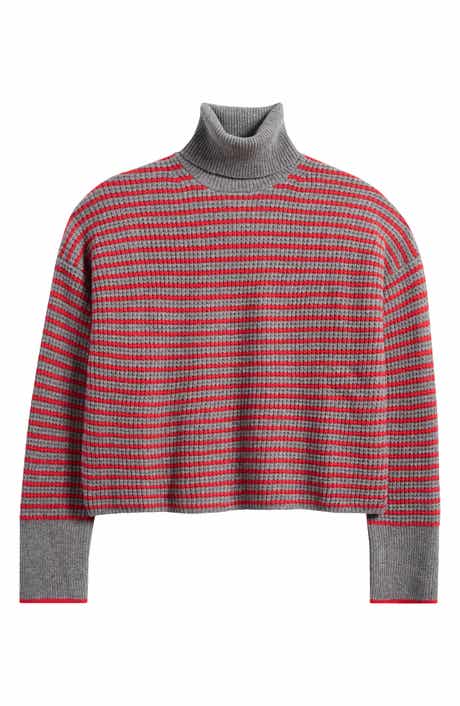 Madewell Stripe Wool Waffle Knit Turtleneck Sweater