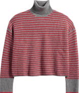 Madewell Stripe Wool Waffle Knit Turtleneck Sweater