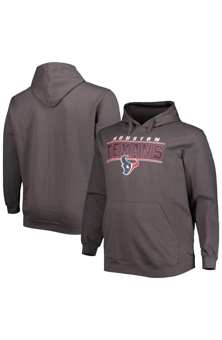 PROFILE Men's Charcoal Houston Texans Big & Tall Logo Pullover Hoodie, Main, color, 