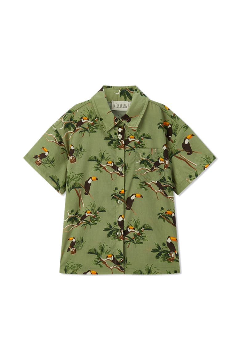 Collar Button-Up Shirt and Shorts Set, Alternate, color, Toucan