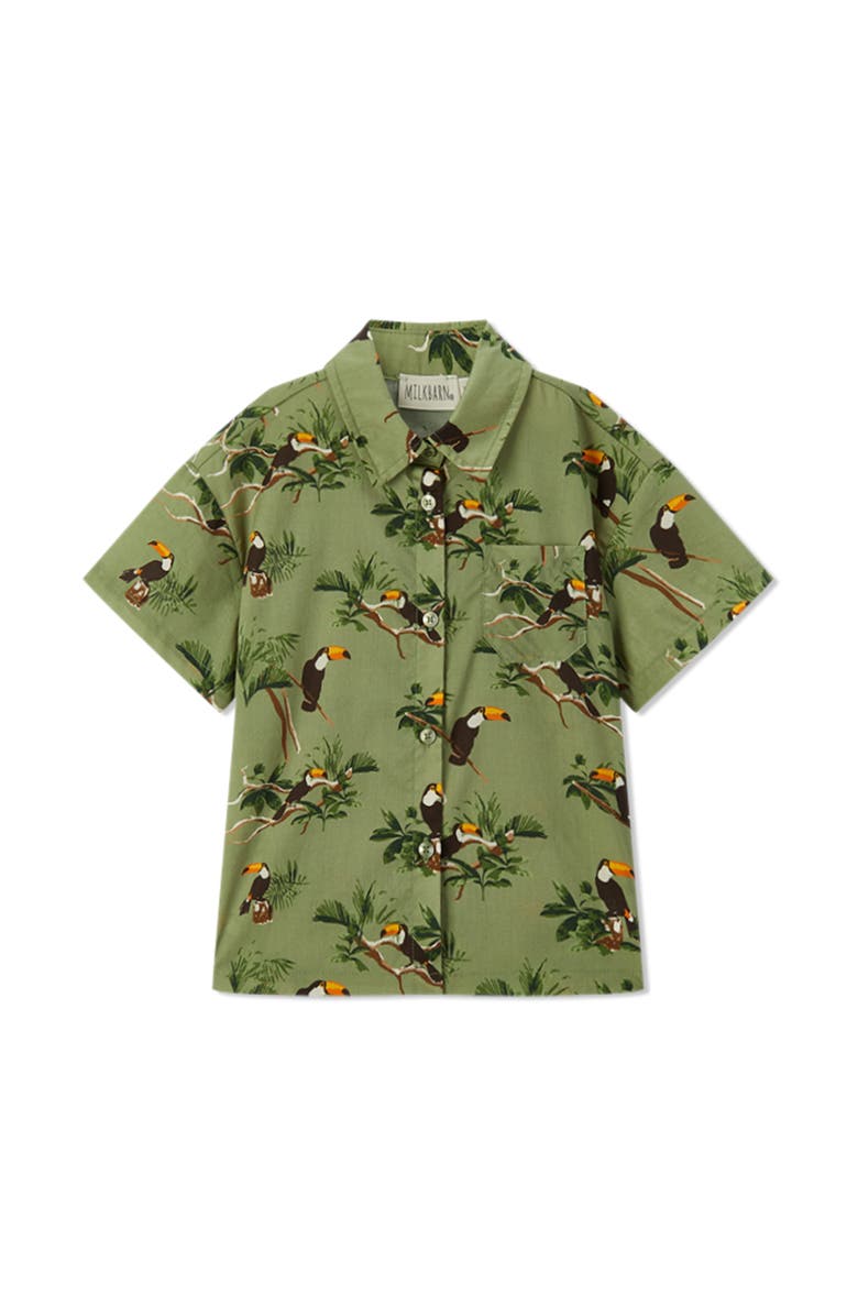 Milkbarn Collar Button-Up Shirt and Shorts Set, Alternate, color, Toucan