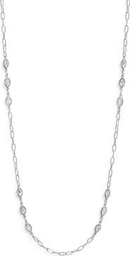 Nordstrom Bezel Cubic Zirconia Station Long Necklace