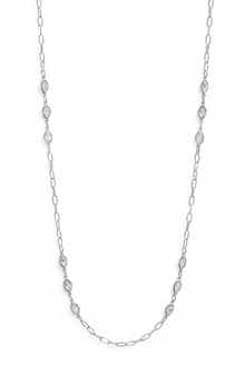 Nordstrom Bezel Cubic Zirconia Station Long Necklace